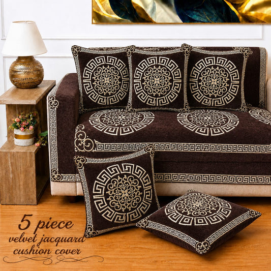 VELVET JACQUARD CUSHION COVERS 5pcs Set 08