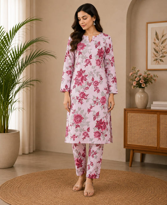 Winter Bloom – 2 Pcs Unstitched Ladies Suit