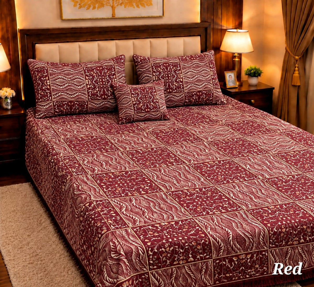 Appish Bridal Velvet Bed Sheet Set - 4pcs - ABB034