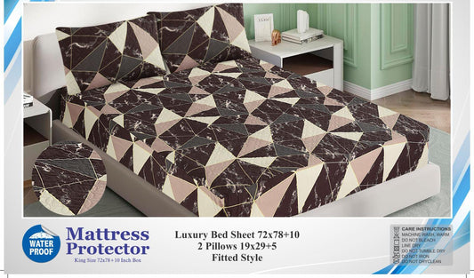 3 Pcs Printed Waterproof Mattress Protector - Quilted -  King 04
