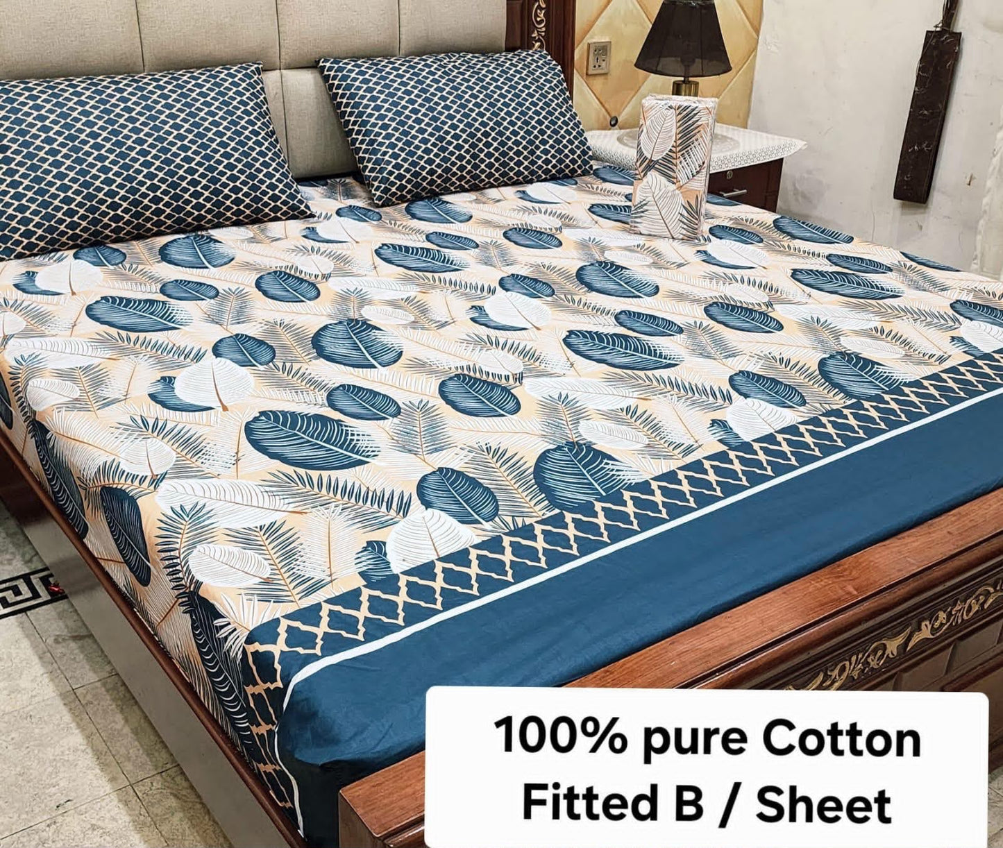 Elegant Pure Cotton Fitted Sheets 3 Pcs Set 022
