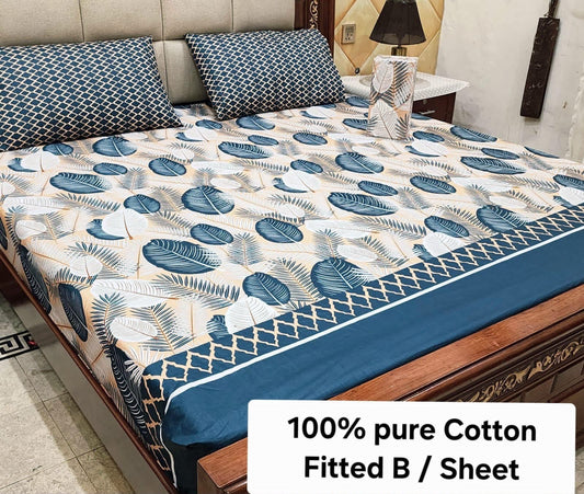 Elegant Pure Cotton Fitted Sheets 3 Pcs Set 022