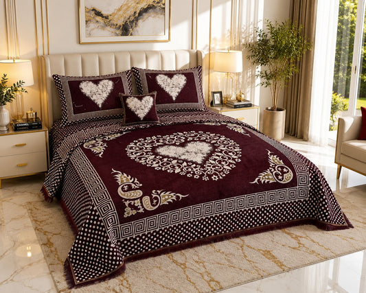 Appish Bridal Velvet Bed Sheet Set - 4pcs - ABB03