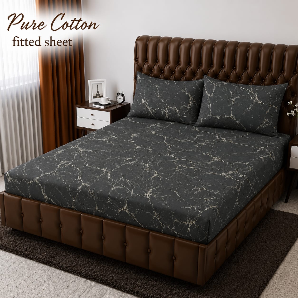 3 Pcs Pure Cotton Fitted Bedsheets 016