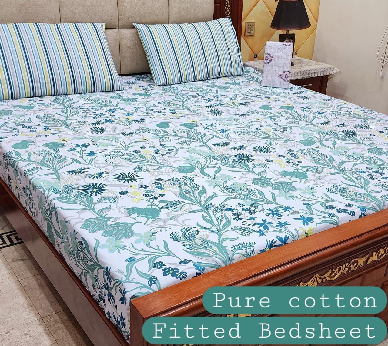 3 Pcs Pure Cotton Fitted Bedsheets 013