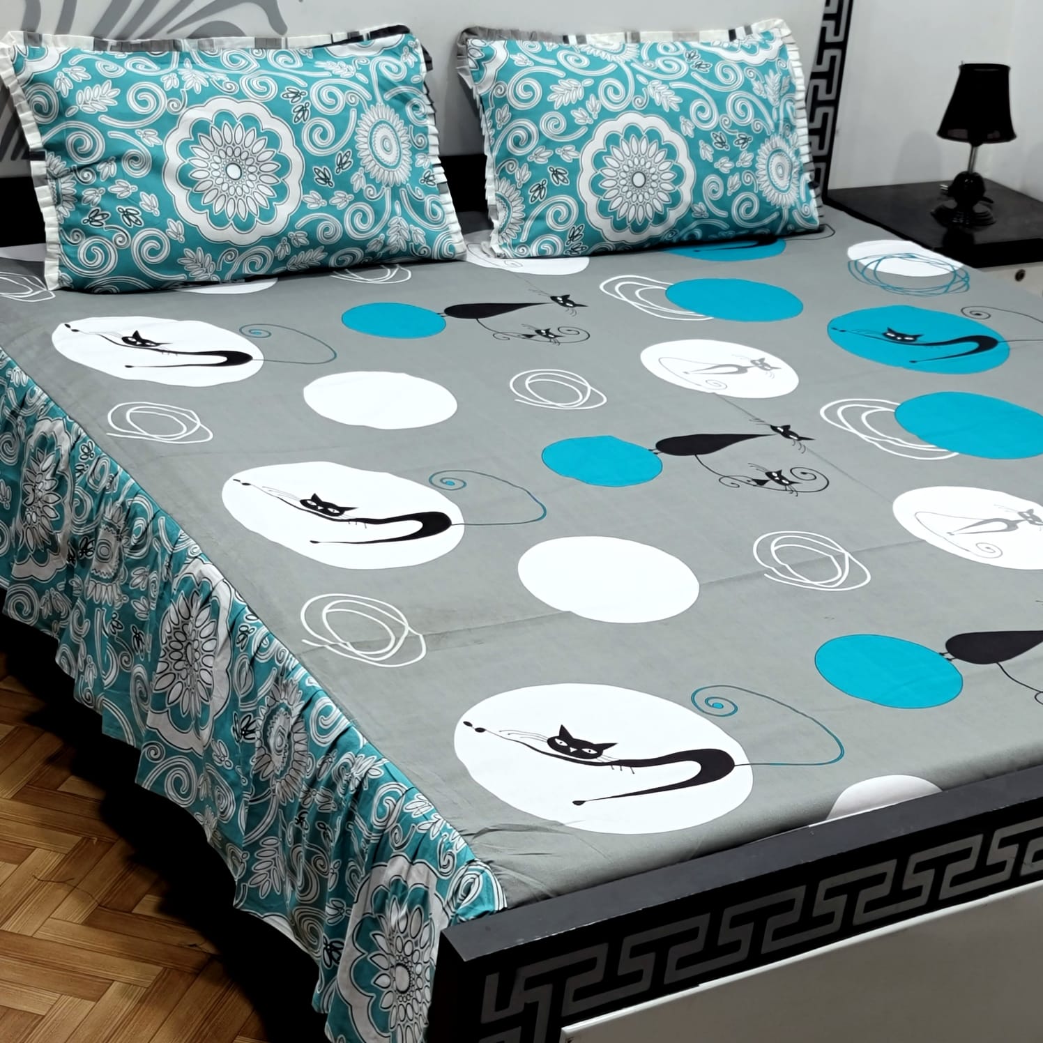 ROYAL Pure Cotton King Size FRILL BED SHEETS 03