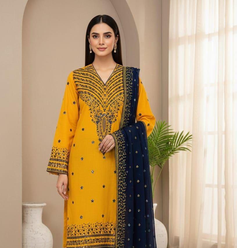 Eid Collection 2K26 – 3 Pcs Lawn / Cotton Hit Traditional Embroidery Suit