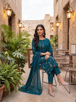 Premium Dhanak Embroidered 3 Pcs Ladies Suit – Ready to Wear Dupatta