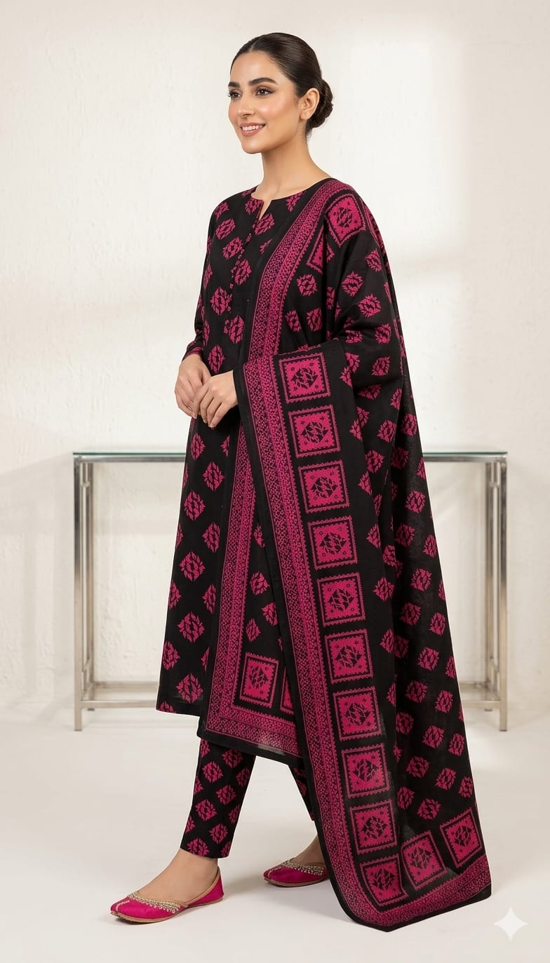 🌸 3 Pcs Unstitched Premium Lawn Suit