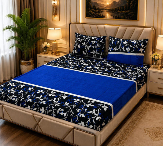 🛏️ 3 Pcs Fleece Bedsheet Set – Ultra Soft &amp; Warm 012