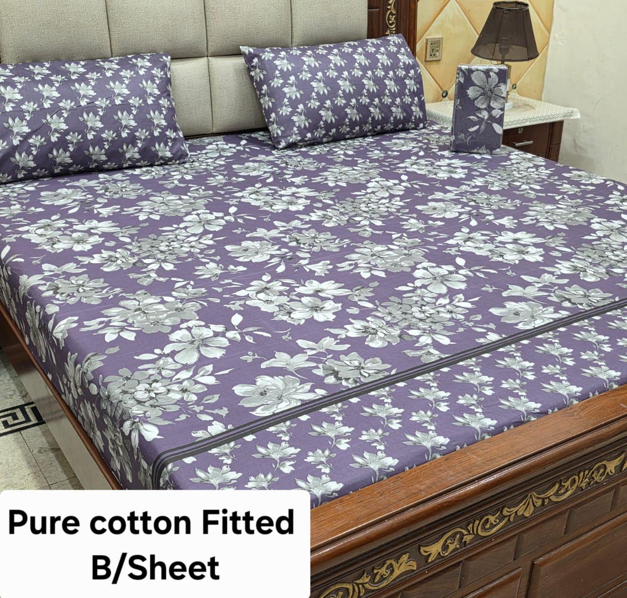 Elegant Pure Cotton Fitted Sheets 3 Pcs Set 069