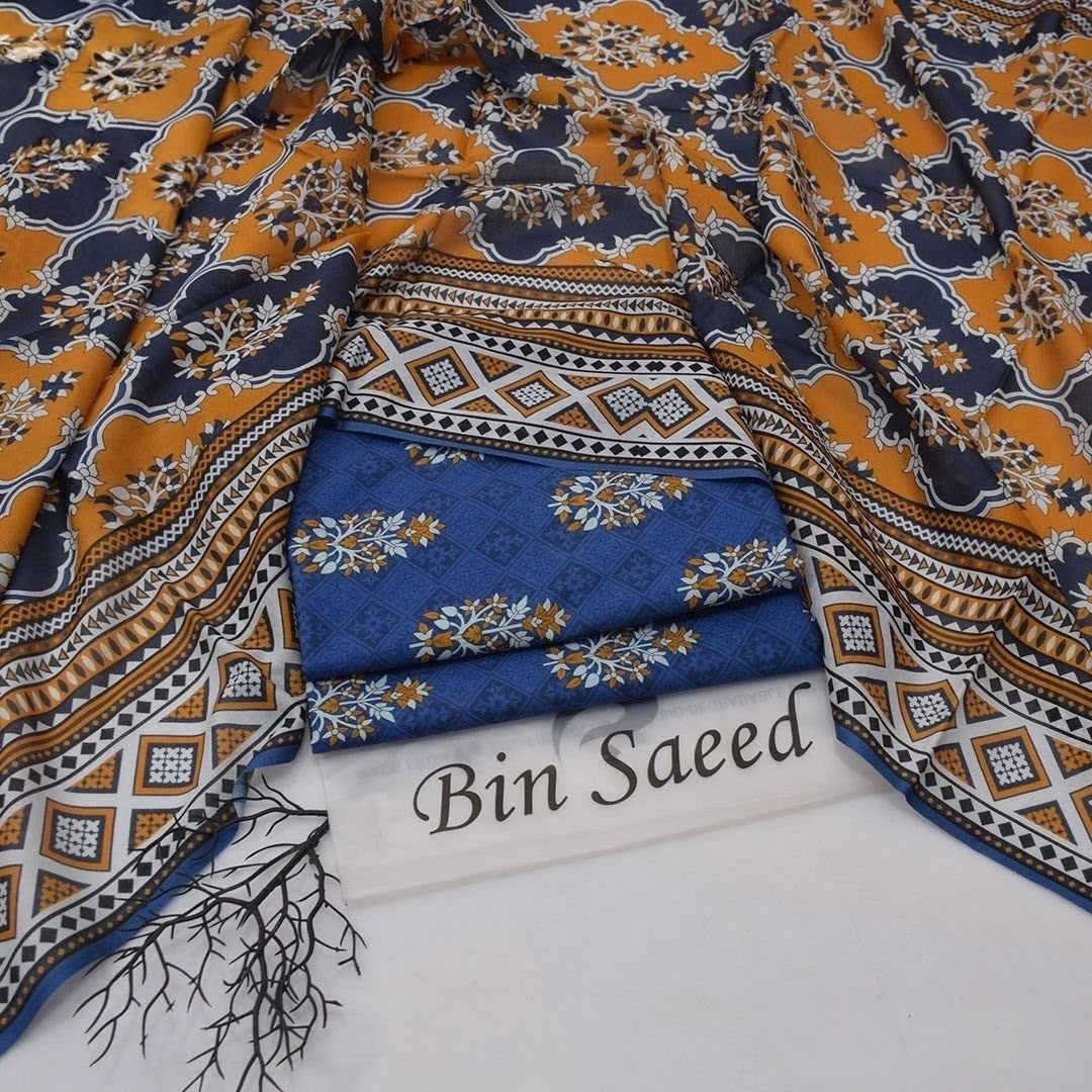 🌸 3 Pcs Unstitched Premium Lawn Suit