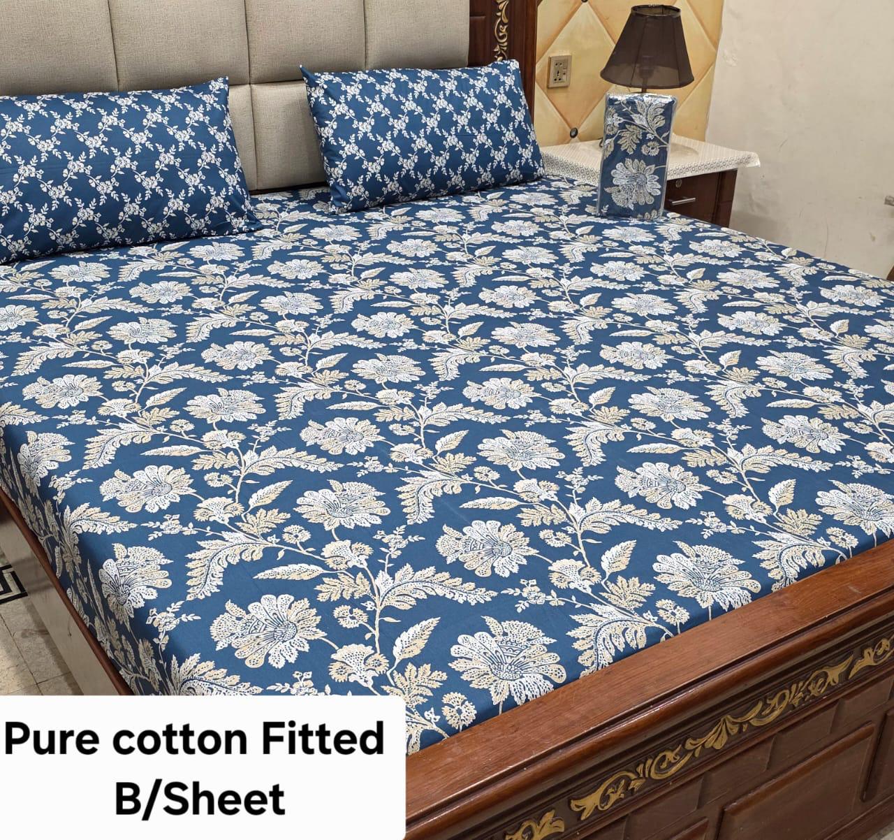 Elegant Pure Cotton Fitted Sheets 3 Pcs Set 068