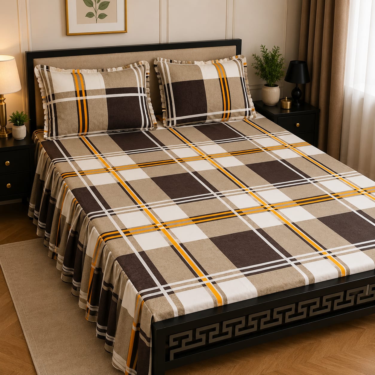 Royal Pure Cotton Frill Bedsheets 3 Pcs Set 012