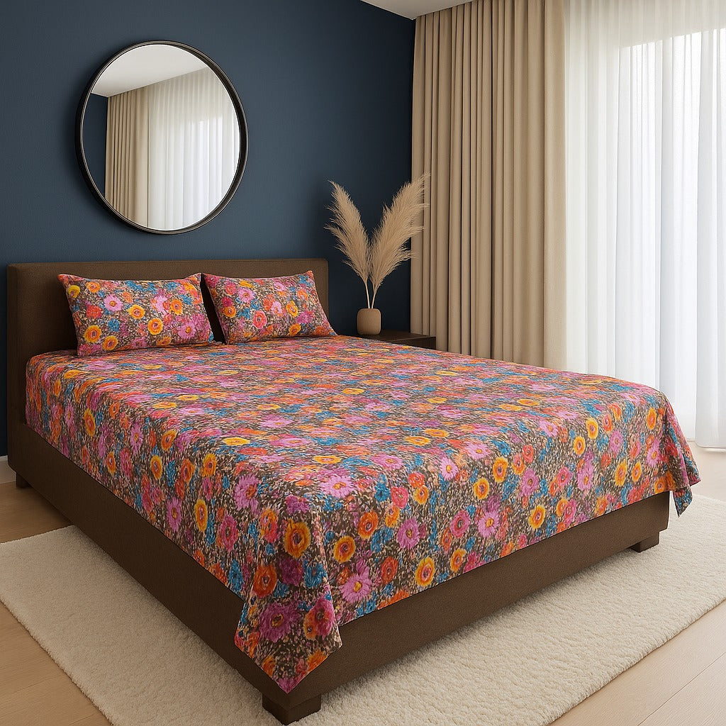 Elegant Pure Cotton 3 Pcs King Bedsheet Set 012