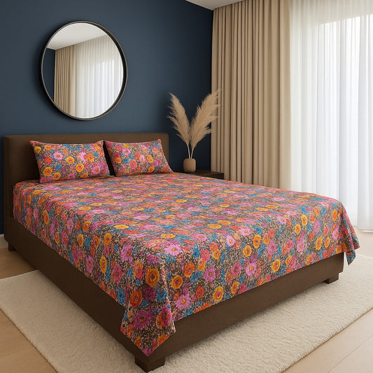 Elegant Pure Cotton 3 Pcs King Bedsheet Set 012