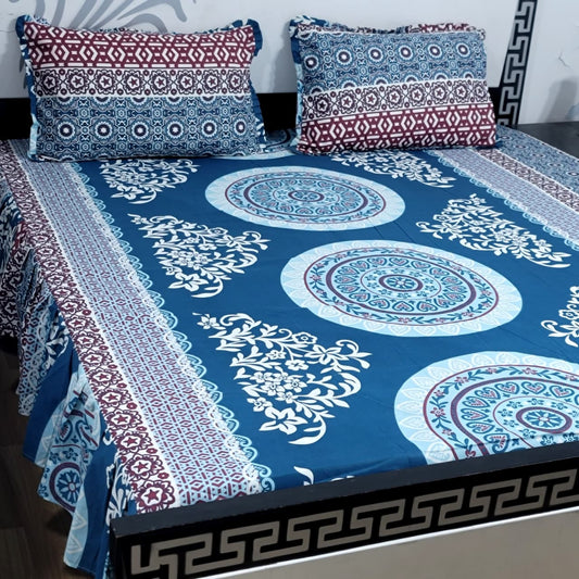ROYAL Pure Cotton King Size FRILL BED SHEETS 022