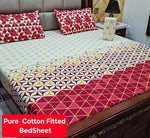 Elegant Pure Cotton Fitted Sheets 3 Pcs Set 071