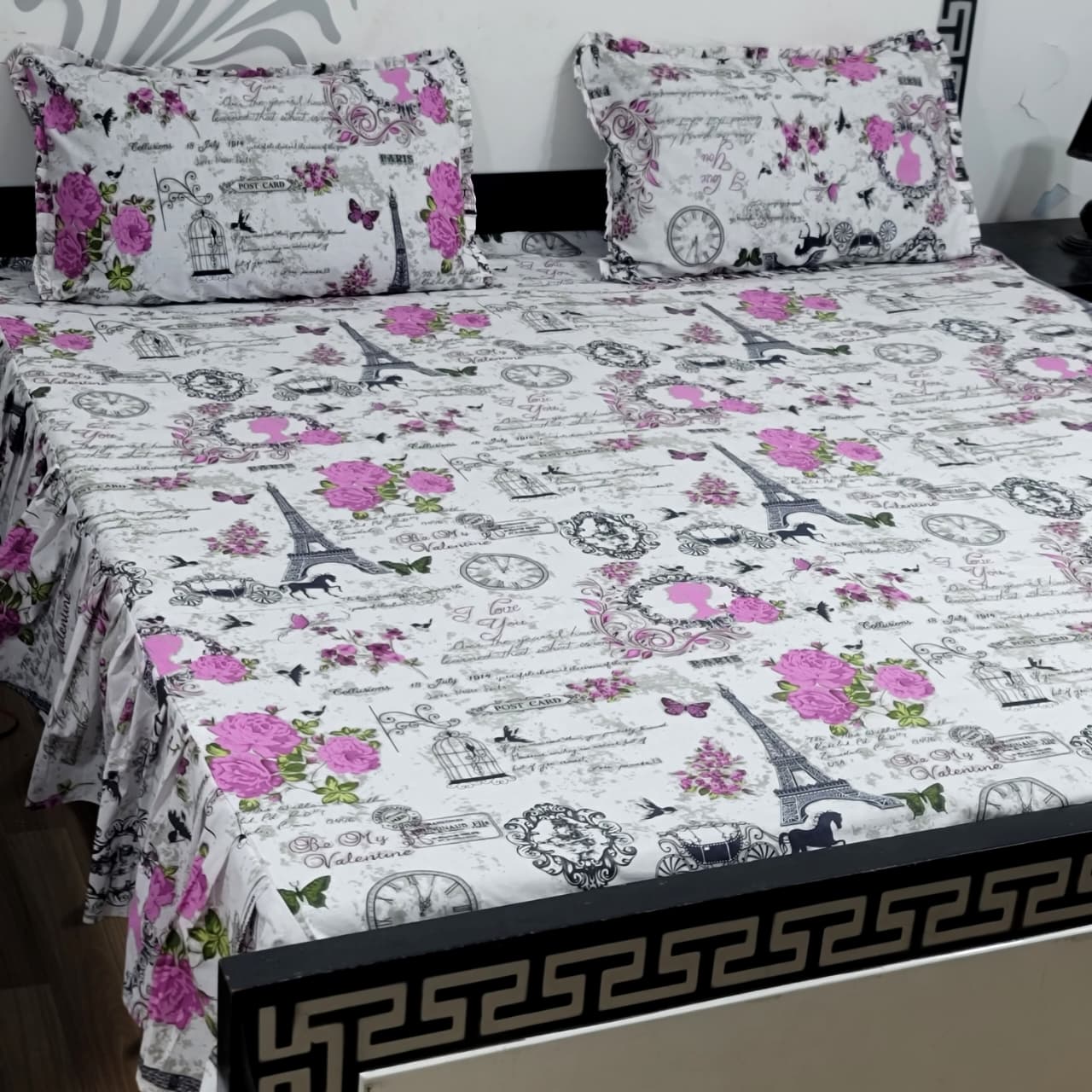 ROYAL Pure Cotton King Size FRILL BED SHEETS 026