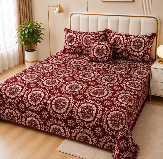 Appish Bridal Velvet Bed Sheet Set - 4pcs - ABB023