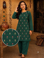 Soft & Warm Khaddar 2 Pcs Ladies Suit – Embroidered Shirt & Plain Trouser S04