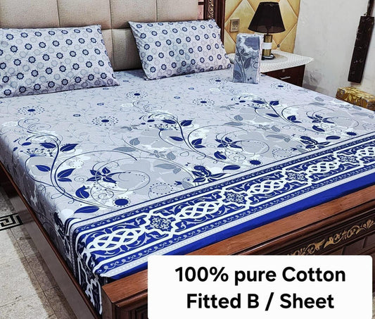 Elegant Pure Cotton Fitted Sheets 3 Pcs Set 072