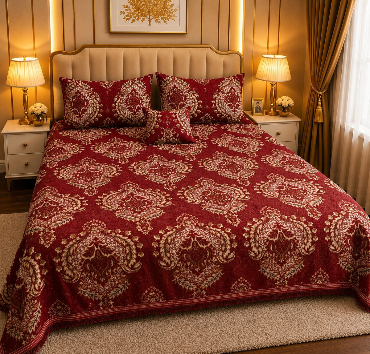 Appish Bridal Velvet Bed Sheet Set - 4pcs - ABB043