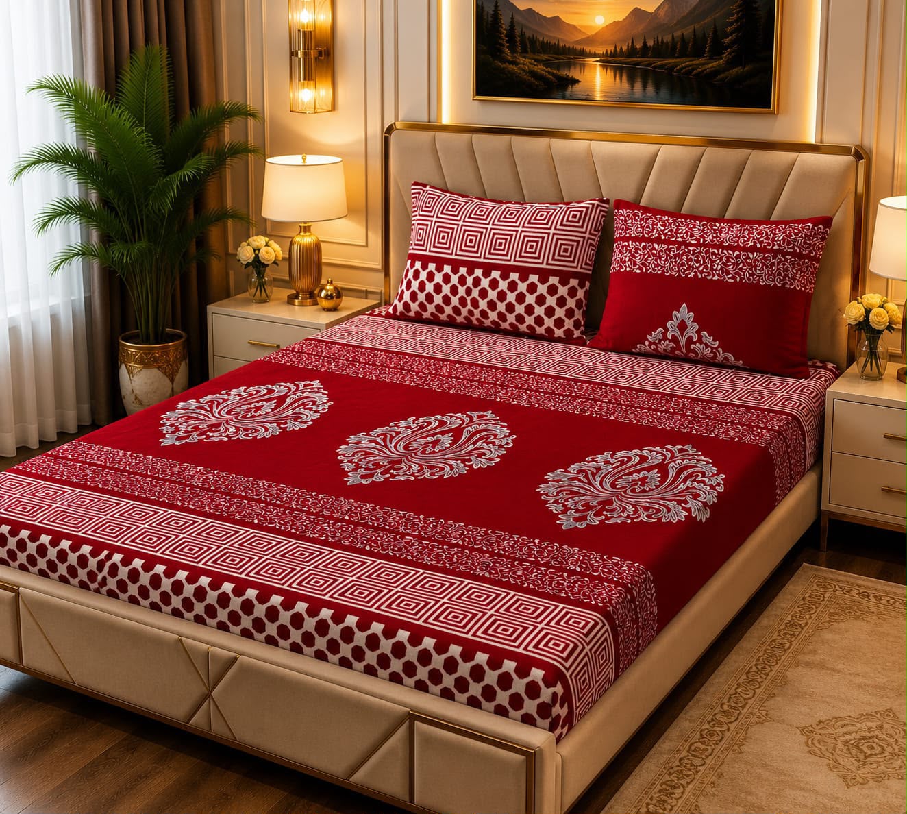 🛏️ 3 Pcs Fleece Bedsheet Set – Ultra Soft &amp; Warm 013