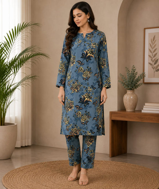 Winter Bloom – 2 Pcs Unstitched Ladies Suit