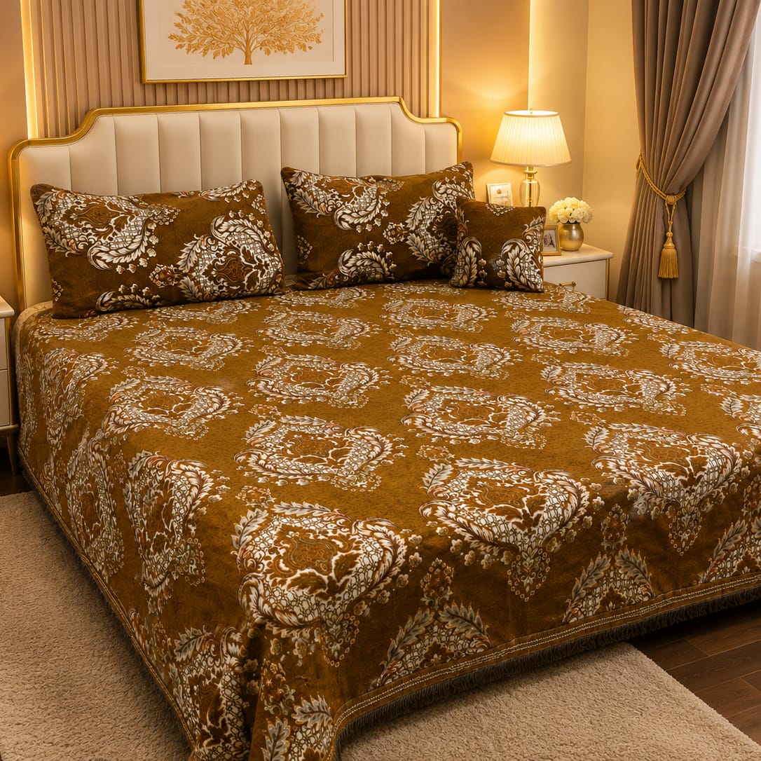 Appish Bridal Velvet Bed Sheet Set - 4pcs - ABB044