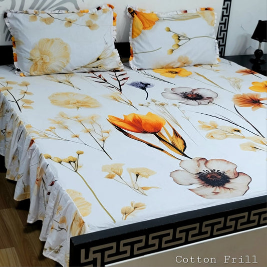 ROYAL Pure Cotton King Size FRILL BED SHEETS 010