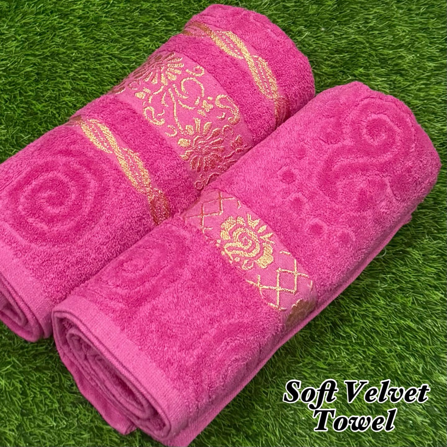 2Pcs Soft Velvet Bathroom Towel Pair – Ultra Absorbent & Premium Quality