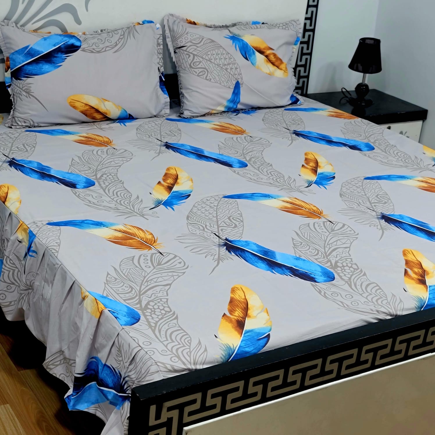 ROYAL Pure Cotton King Size FRILL BED SHEETS 011
