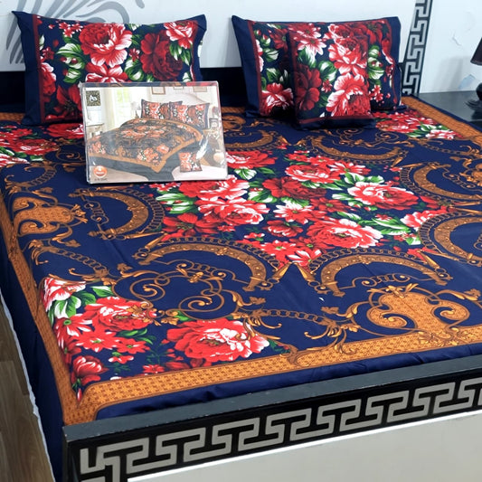 Designer Bed Sheet Set - 4pcs Panel Design 06