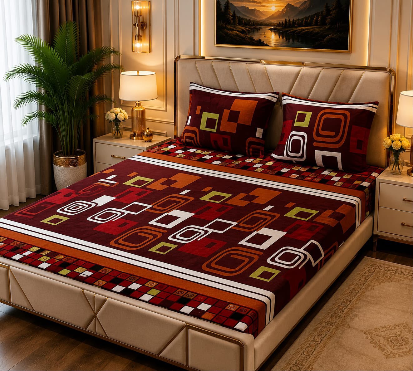 🛏️ 3 Pcs Fleece Bedsheet Set – Ultra Soft &amp; Warm 015