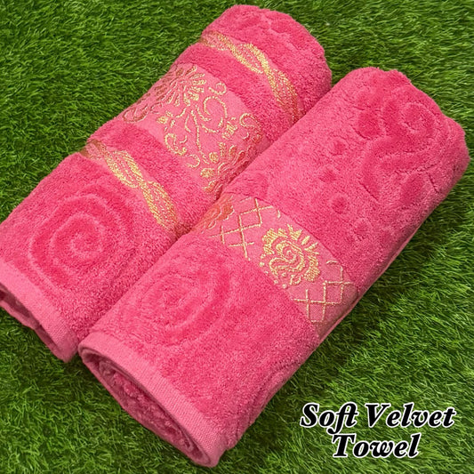 2Pcs Soft Velvet Bathroom Towel Pair – Ultra Absorbent & Premium Quality