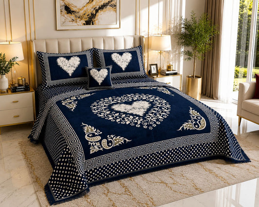 Appish Bridal Velvet Bed Sheet Set - 4pcs - ABB05