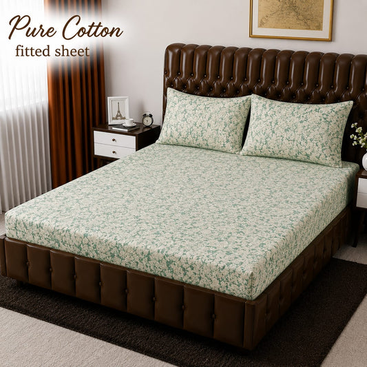 Elegant Pure Cotton Fitted Sheets 3 Pcs Set 027