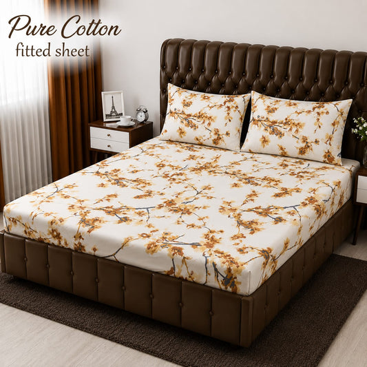 Elegant Pure Cotton Fitted Sheets 3 Pcs Set 026