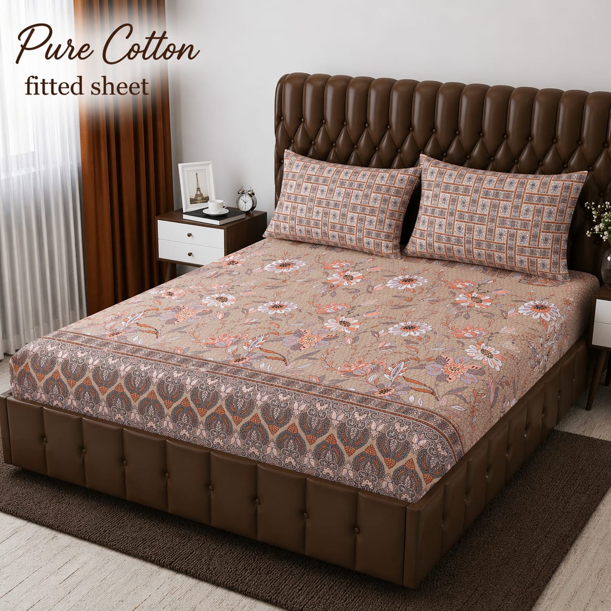 Elegant Pure Cotton Fitted Sheets 3 Pcs Set 029