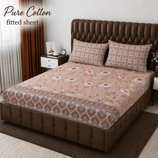 Elegant Pure Cotton Fitted Sheets 3 Pcs Set 029