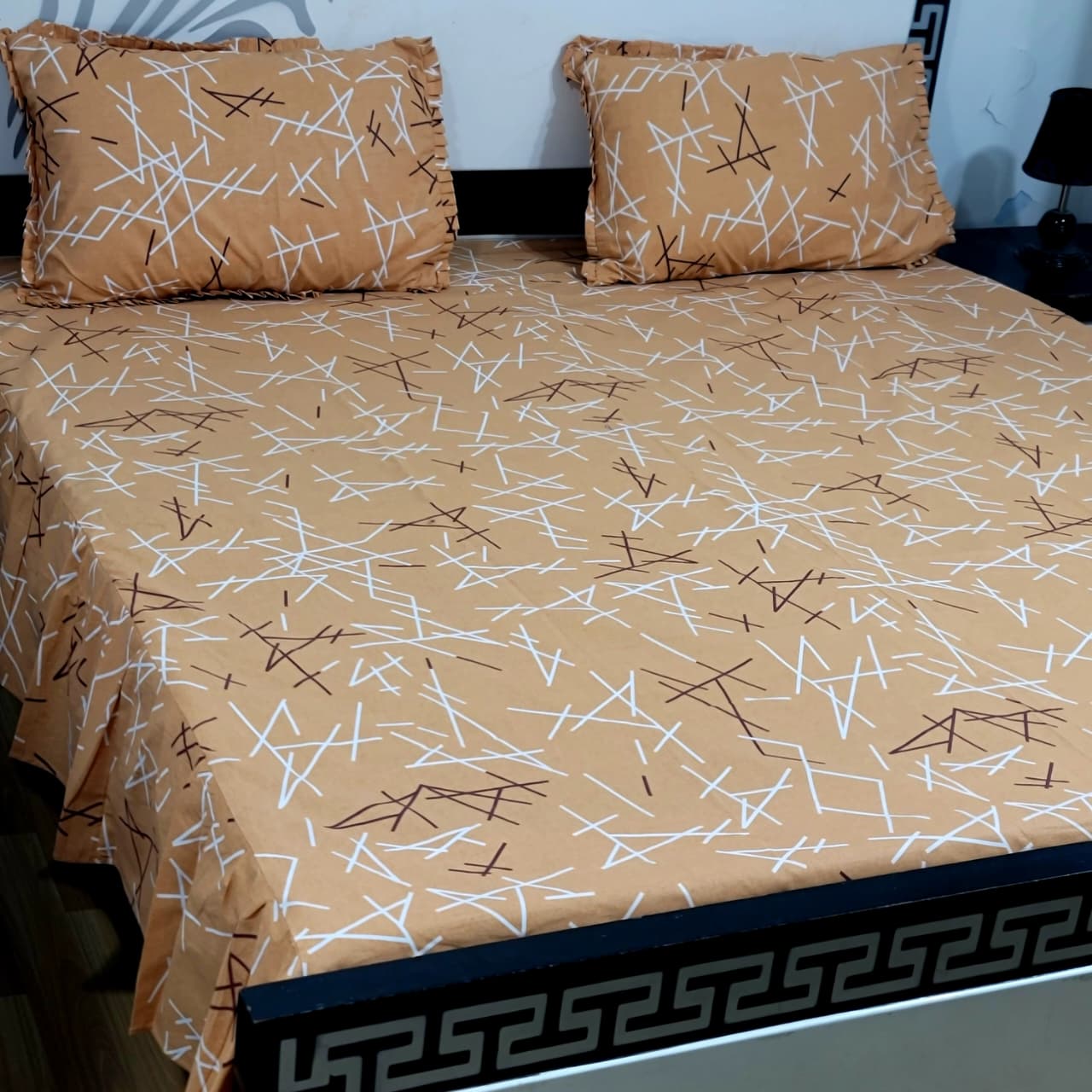 ROYAL Pure Cotton King Size FRILL BED SHEETS 028