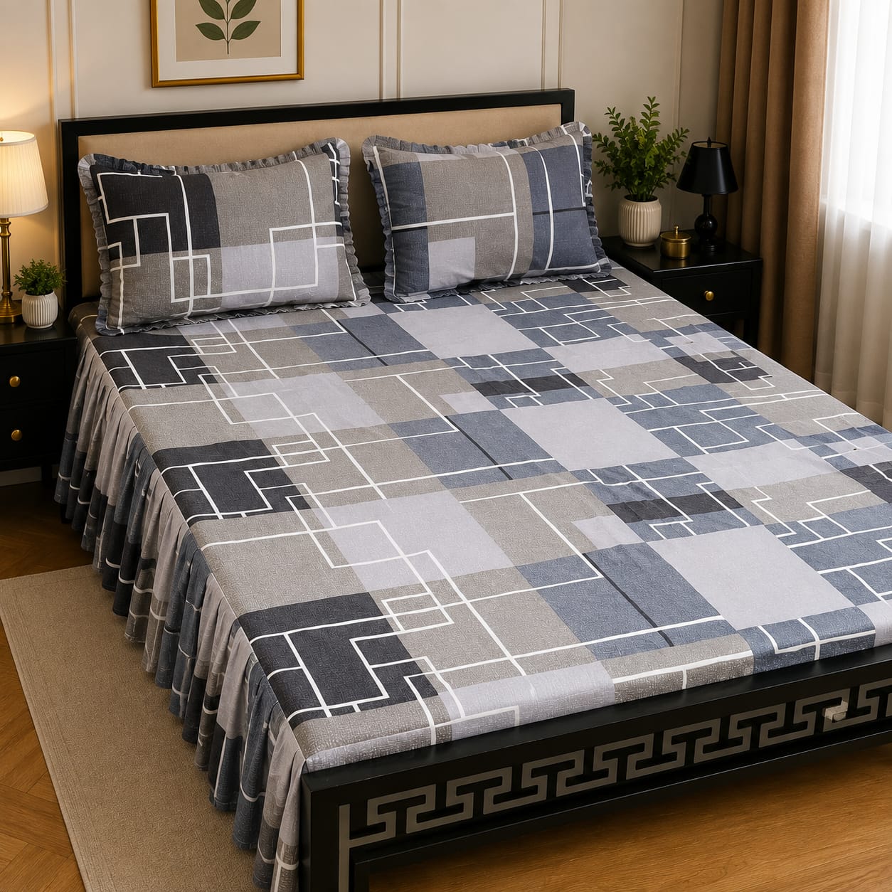 Royal Pure Cotton Frill Bedsheets 3 Pcs Set 015