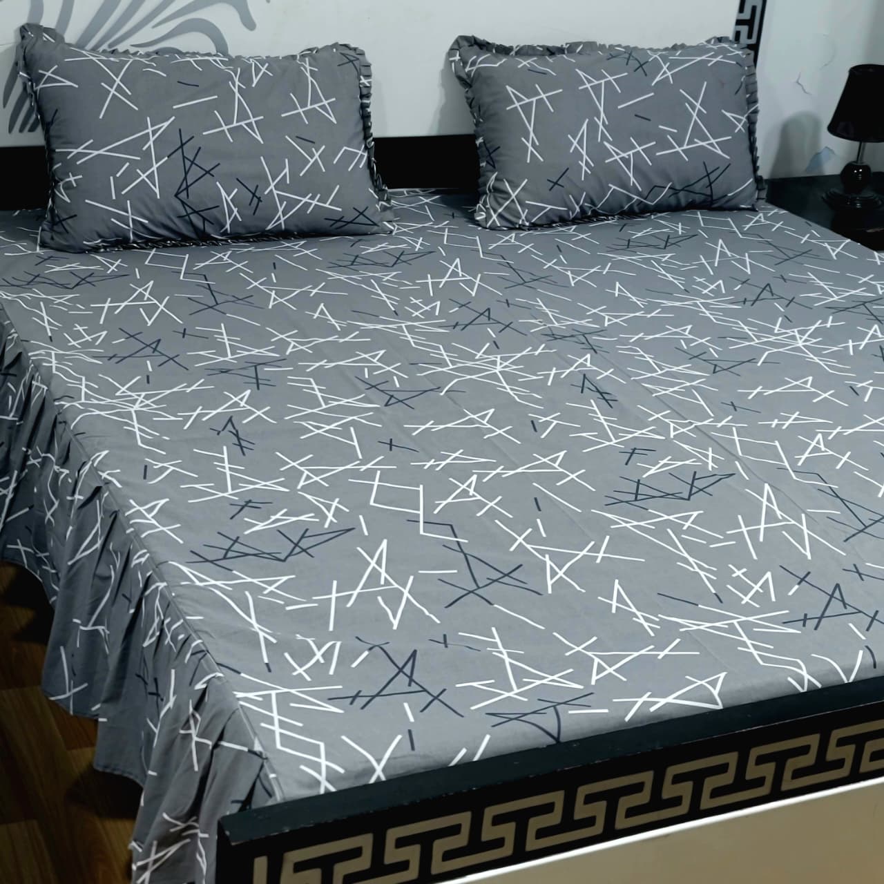 ROYAL Pure Cotton King Size FRILL BED SHEETS 029