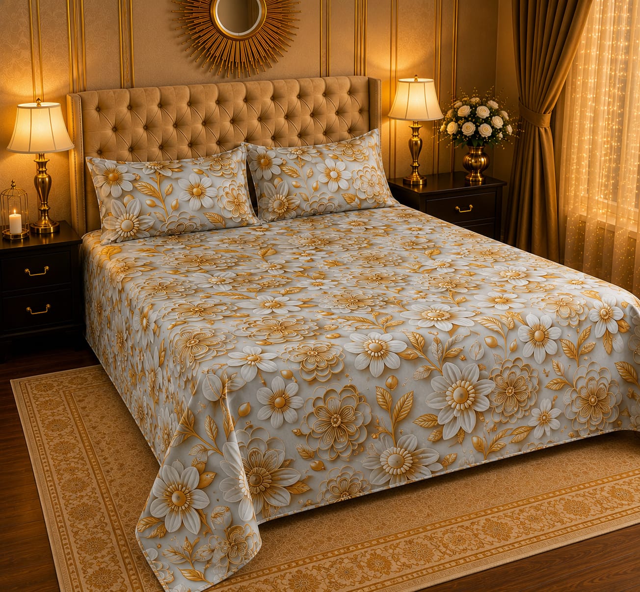 Premium 3 Pcs 7D Printed Bedsheet Set | Soft, Stylish & Durable Bedding