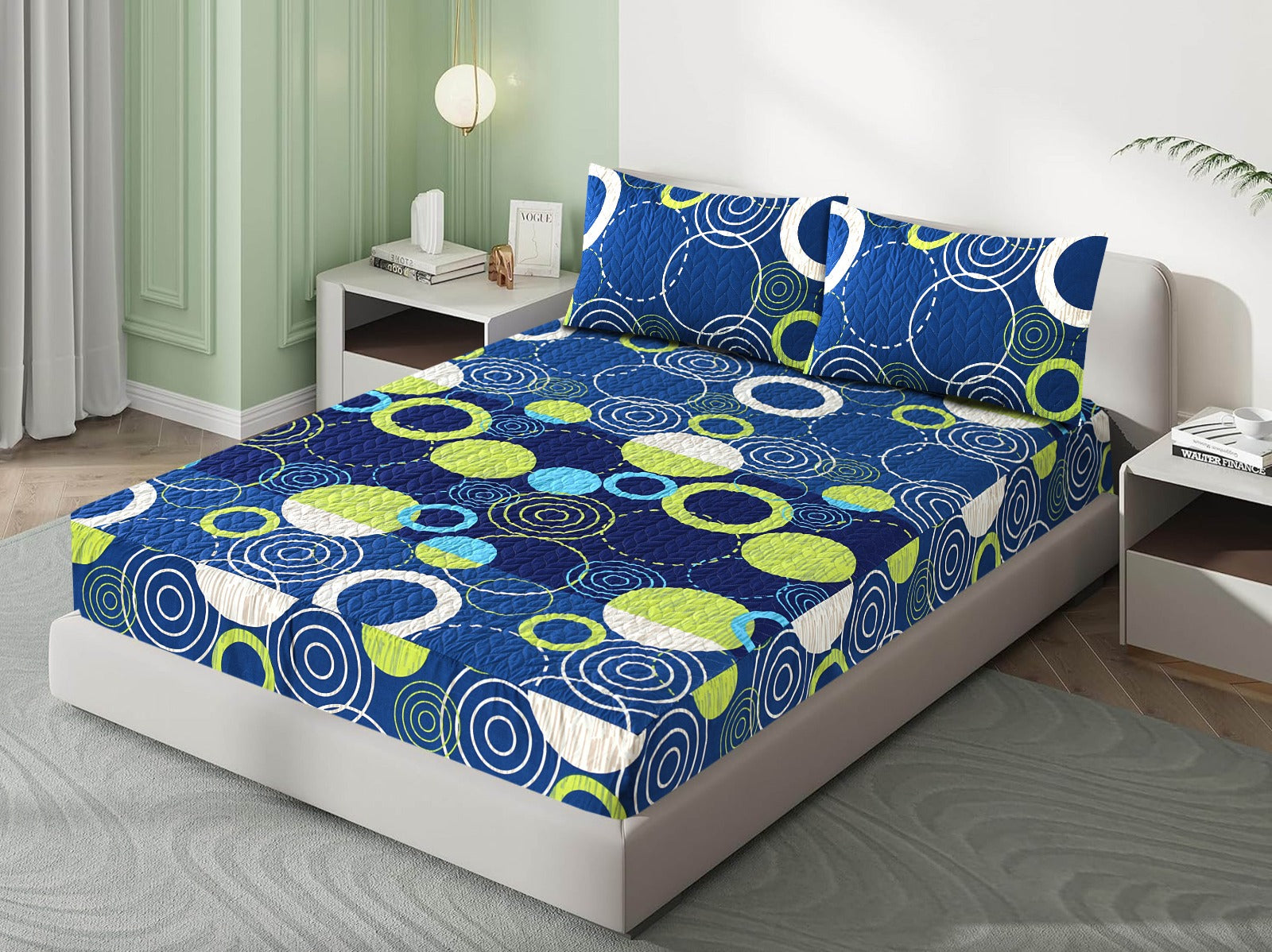3 Pcs Printed Waterproof Mattress Protector - Quilted -  King 09