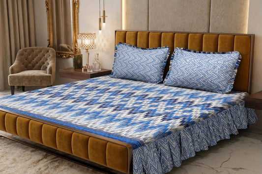 🌸 3 Pcs Cotton Frill Bedsheet Set – Elegant, Soft & Stylish 014