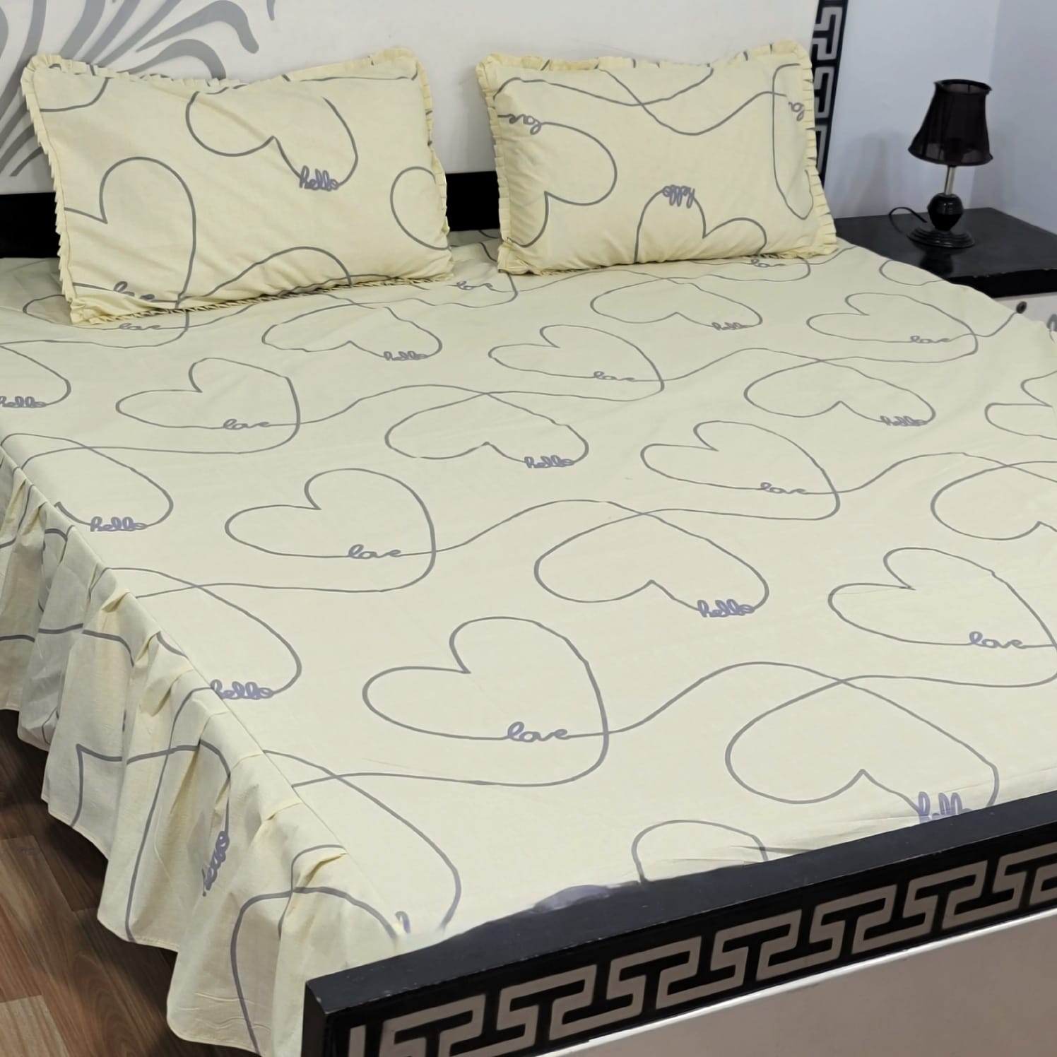 ROYAL Pure Cotton King Size FRILL BED SHEETS 015