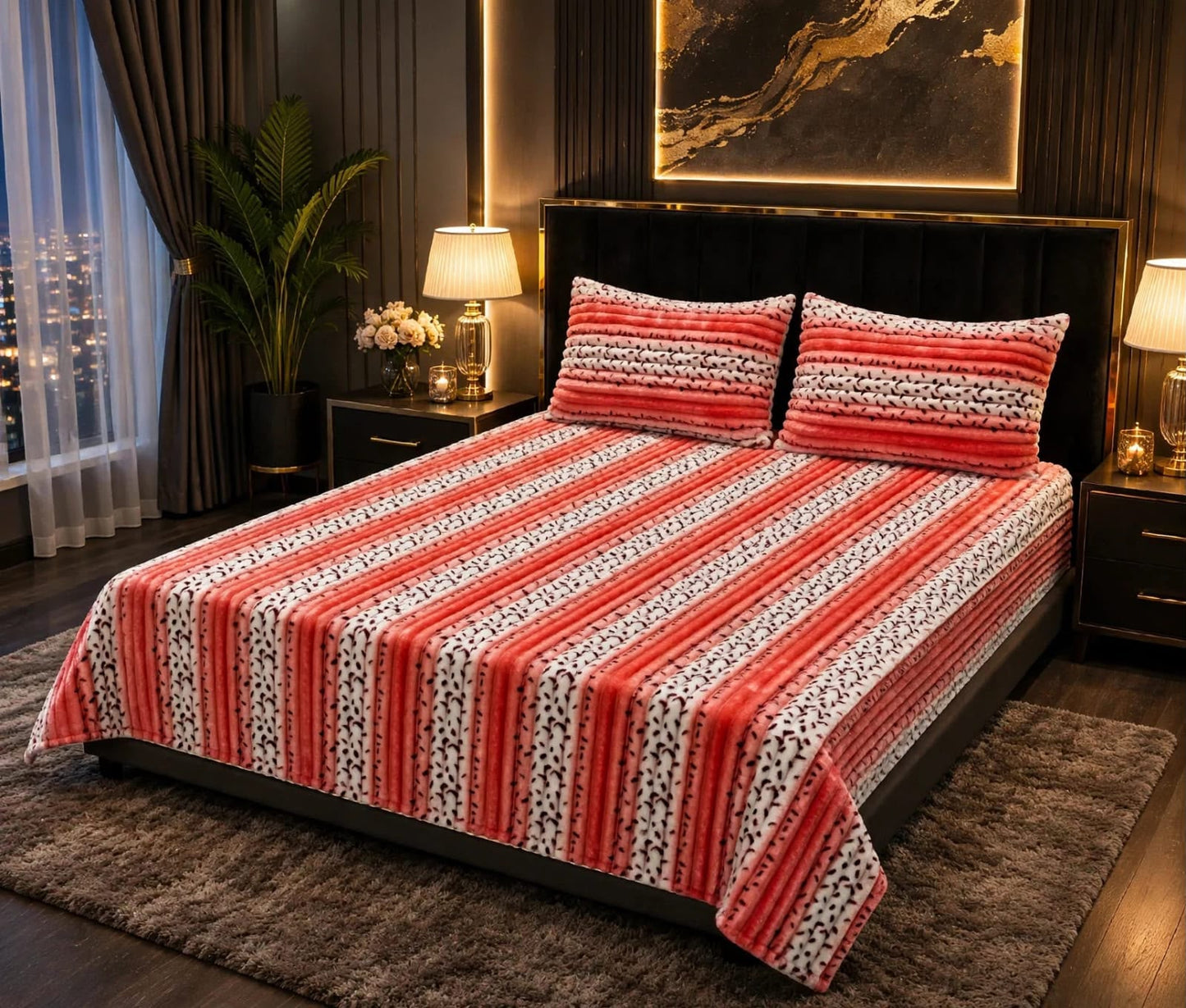 Ultra Soft Winter Puffy Bedsheet – 3 Piece King Bedding Set 010