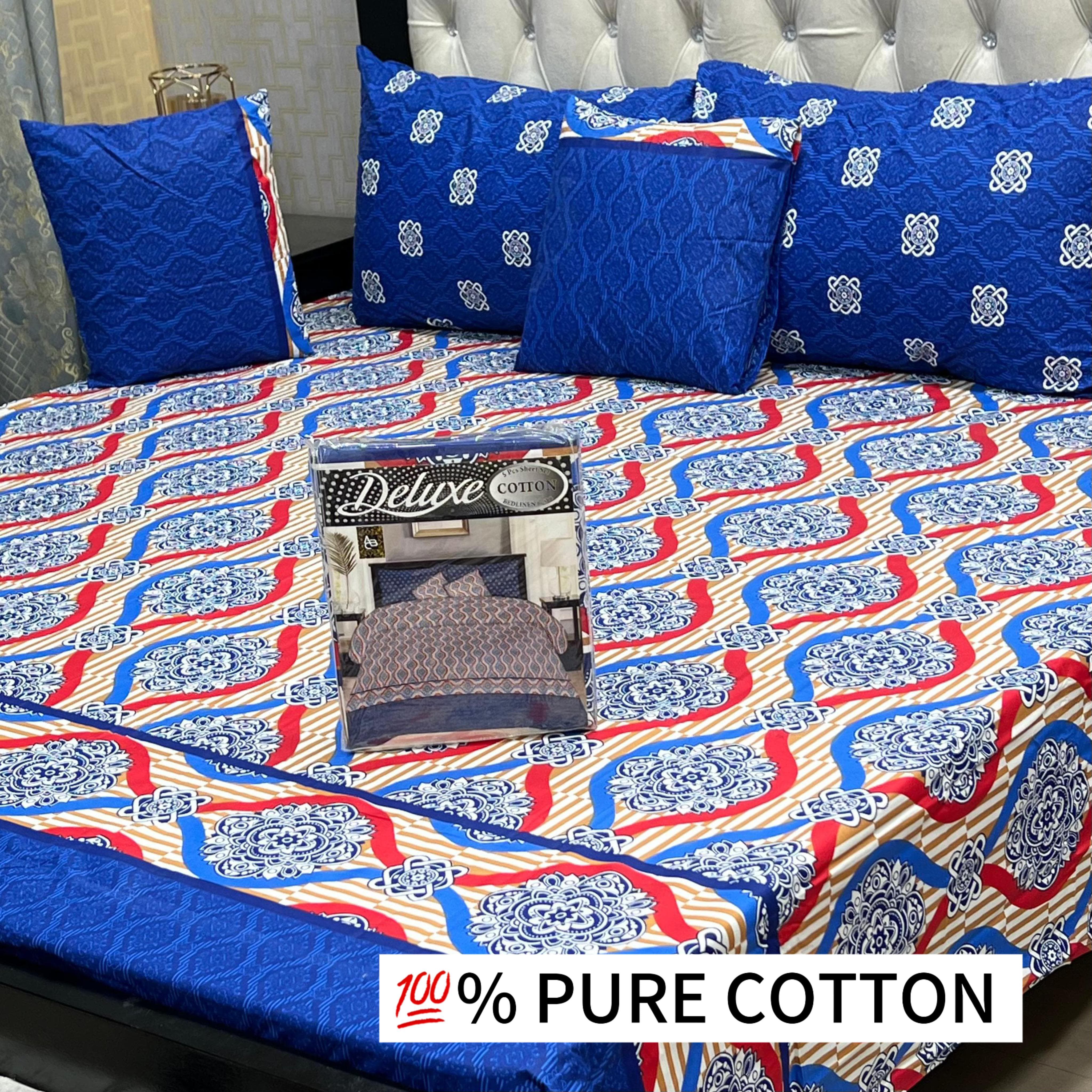 5 Pcs Delux Pure cotton Bed Sheet 014